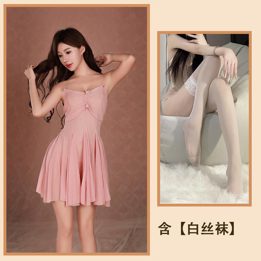 Sex Underwear Pajamas Girls Small Breasts Transparent Temptation Mesh Suspender Pajamas Pure Desire Sweet Wind Sexy