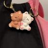 Cartoon Bear Couple Magnetic Keychain Set Resin Love Themed Keyring for Couples and Friend Bag Decoration Accessories