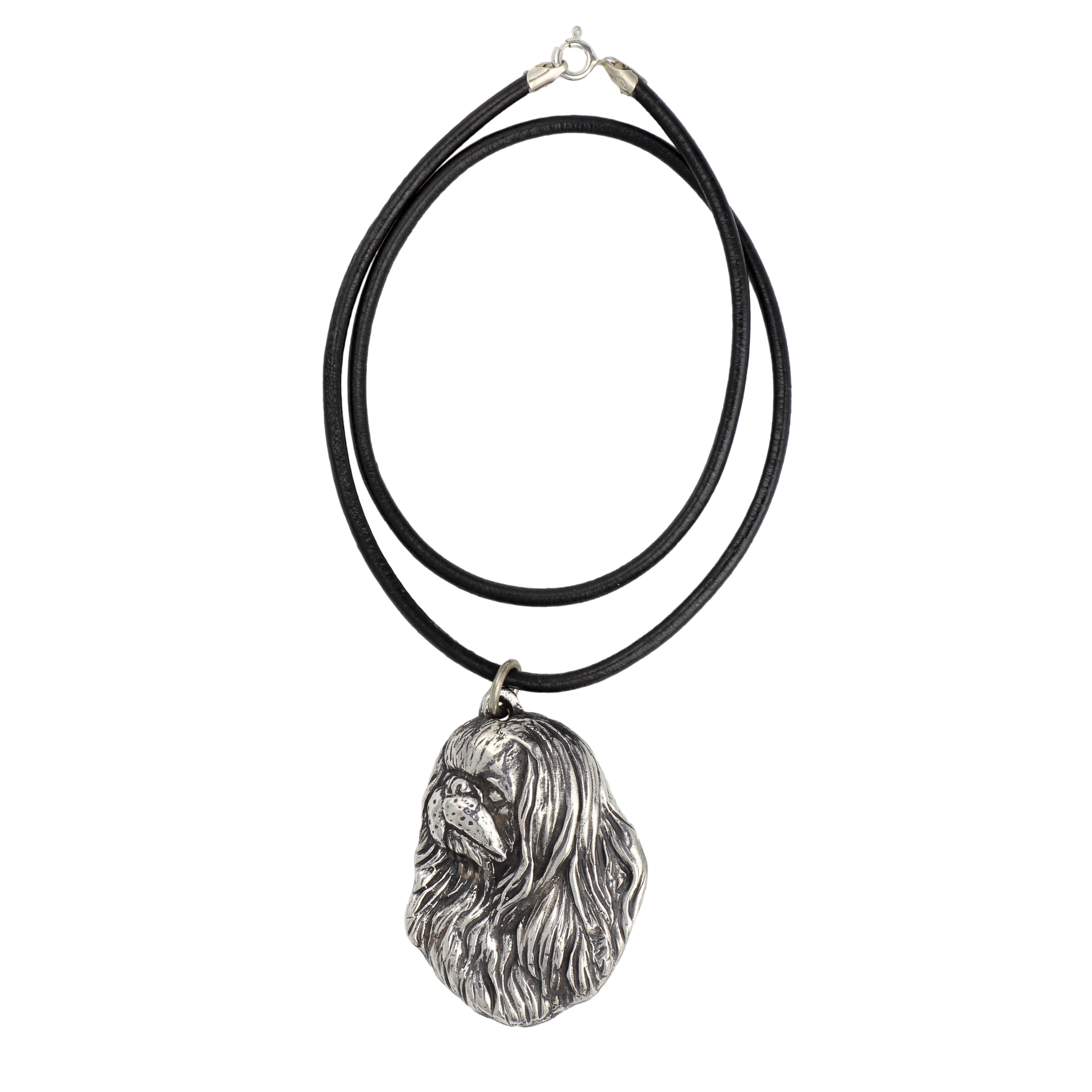

Japanese Chin, Japanese Spaniel - Necklace with dog, silver-plated pendant for dog fan, unique jewelry by Art-Dog brand срібний