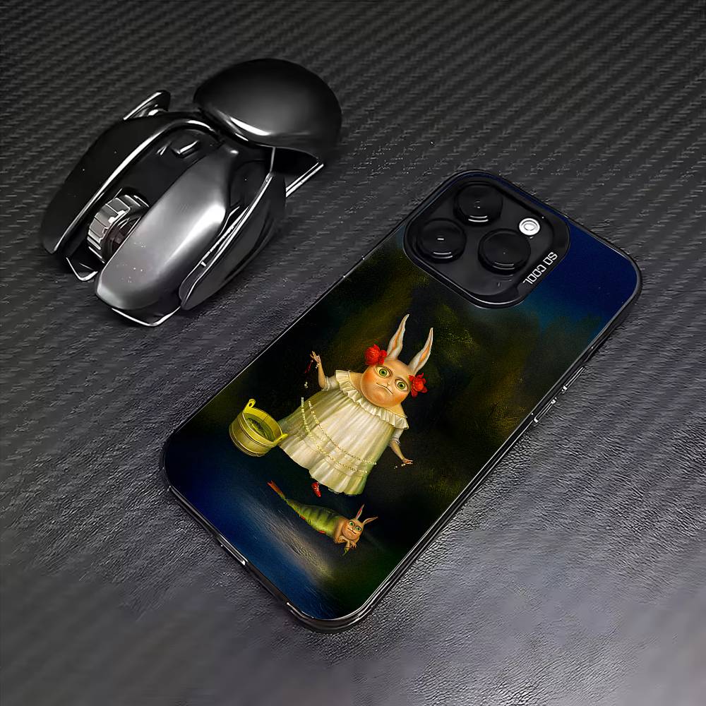 Vintage Rabbit Aristocrat Phone Case For iPhone17,16,15,14,13,12,11 Plus,Pro Max Colored Silver Plated Inside Cover
