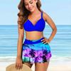 Women's Shoulder Strap Swimsuit Bright Beach Print Bikini Tankini Swimsuit