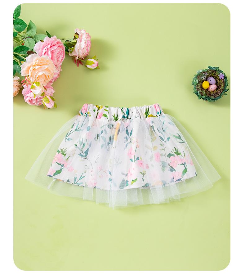 3-Piece Baby Girl Outfit: Fly Sleeve Romper, Skirt, Hair Accessories for Spring/Summer