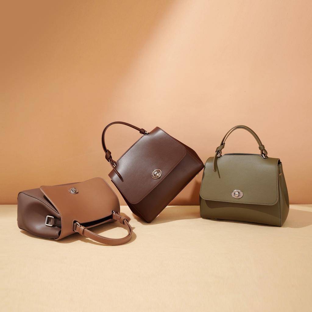 Color-blocking Leather Handbag, Crossbody Trendy Bag, High-quality Commuter Single-shoulder Bag, Niche Leather Hand-held Bag