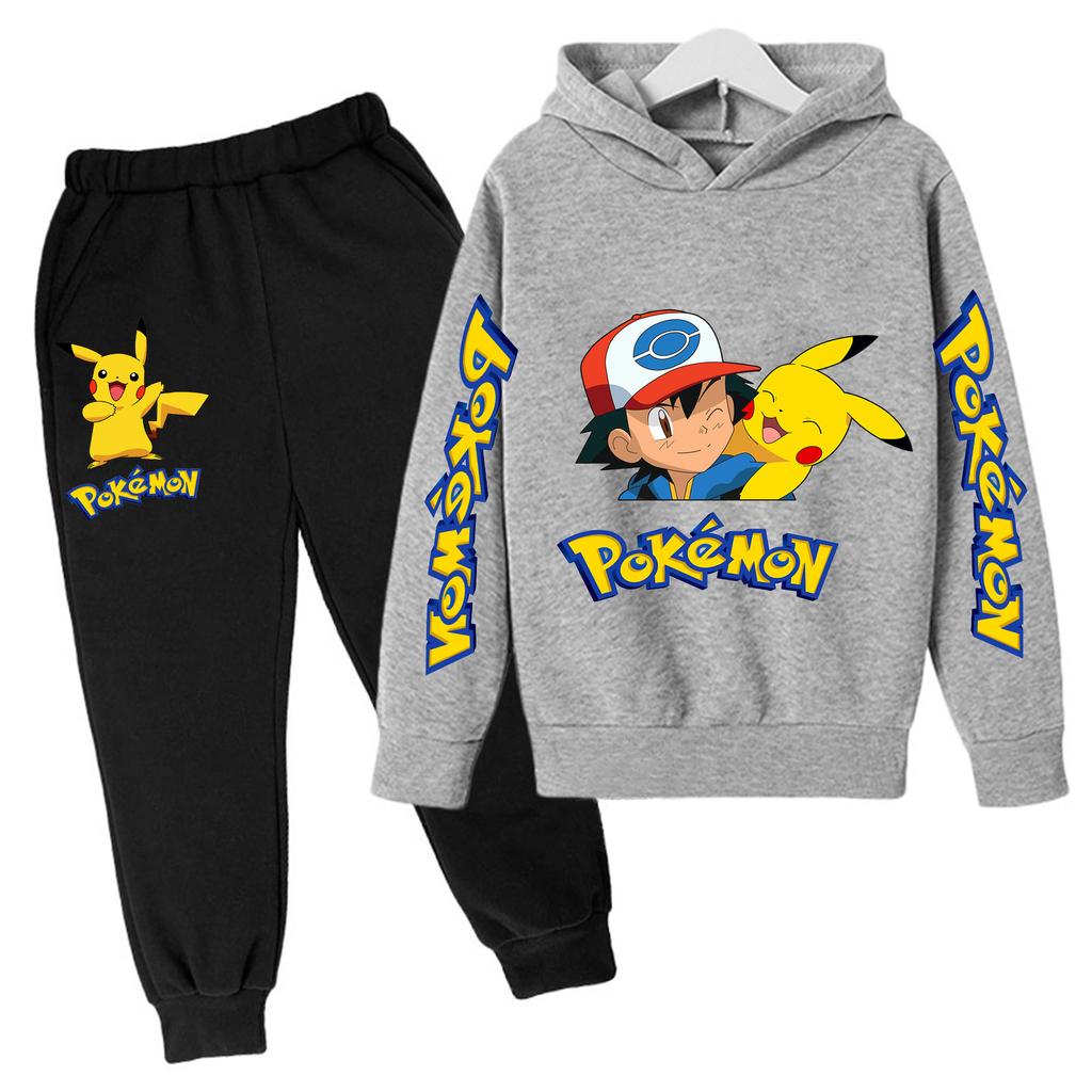 Kinder Freizeit Anime Pikachus Hoodie Set Frühling Herbst 3-14J Jungen Kleidung Mädchen