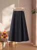 Women's Dark Grey Cashmere A-line High Waist Long Skirt - Spring/Autumn 2026 Woolen Half Umbrella Skirt