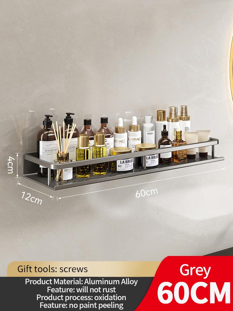 50CM/60CM Aluminum Bathroom Shelf Shelves Shampoo Makeup Storage Holder Kitchen Organizer Wall Mounted Rack Access