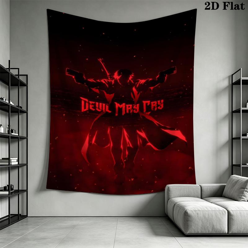 Devil May Cry Wall Tapestry Aesthetic Wall Hanging Printed Fabric Blanket Decorative Tapestries for Bedroom Living Room Home Decor