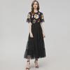 Abito Midi da Donna Nero con Paillettes e Maniche a Trombetta, Vestibilità Slim Fit, 2024