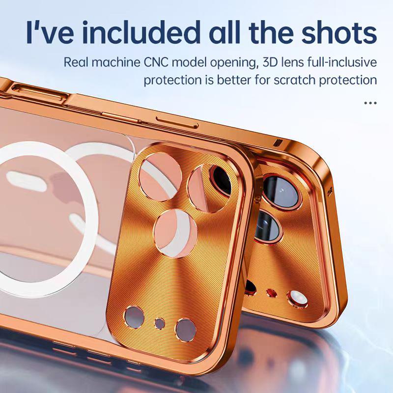 Luxury Metal Magnetic Phone Case For iPhone 17 16 15 14 13 12 Pro Max For Magsafe Wireless Charging Full Lens Protection Shockproof Cover