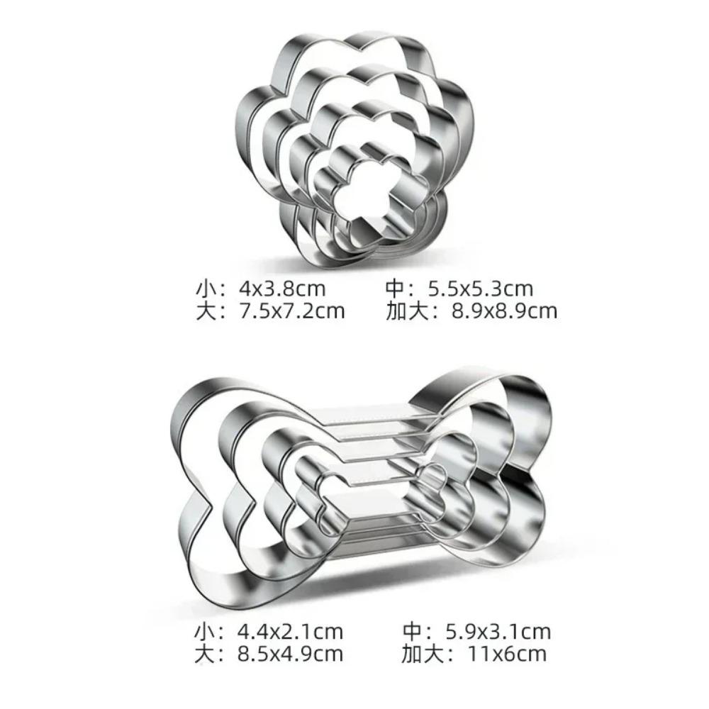 4pcs/set Cookie Cutter Pet Dog Bone Paw Shaped Stainless Steel Mold DIY Cake Sugarcraft Pastry Biscuit Mould Kitchen Baking Tool