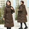 Women's Mid-length Cotton Coat 2025 Winter Over-knee Down Cotton Coat Chic Thick Warm Middle-aged Coat