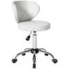 Rolling Stool PU Massage Stool With Adjustable Height 73 88 Cm And Backrest 360 Degrees  Swivel White