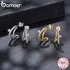 BAMOER Moissanite Detachable Stud Earrings, Double Layer Hoop Shape Earrings D Color Round Cut 925 Silver for Women