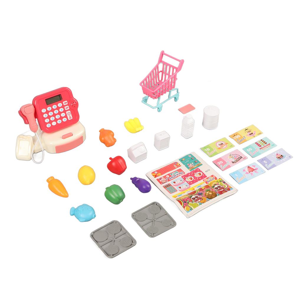 Cash Register Playset Stimulation Cosplay Learning Calculation Shopping Checkout Money Till Toy for