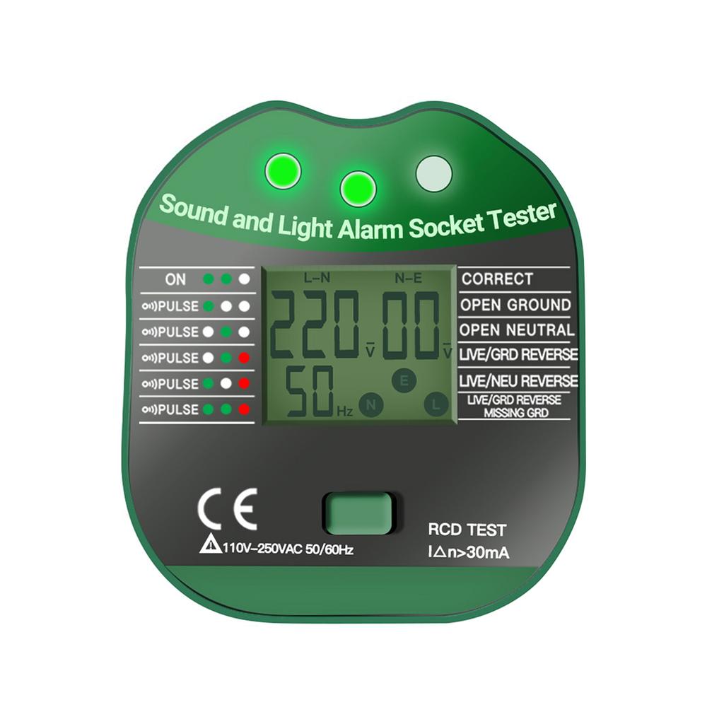 Industrial Grade 90-250V Digital Circuit Breaker Detector Electric Circuit Polarity Finder Voltage Detector Rcd Plug