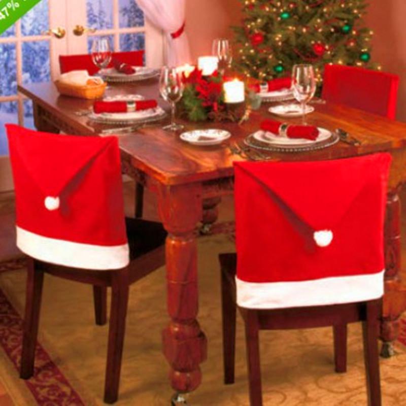

Boutique Christmas Chair Covers - Festive Dining Table Decoration Non-Woven Red Chair Covers, Bare Pack (Random Set)