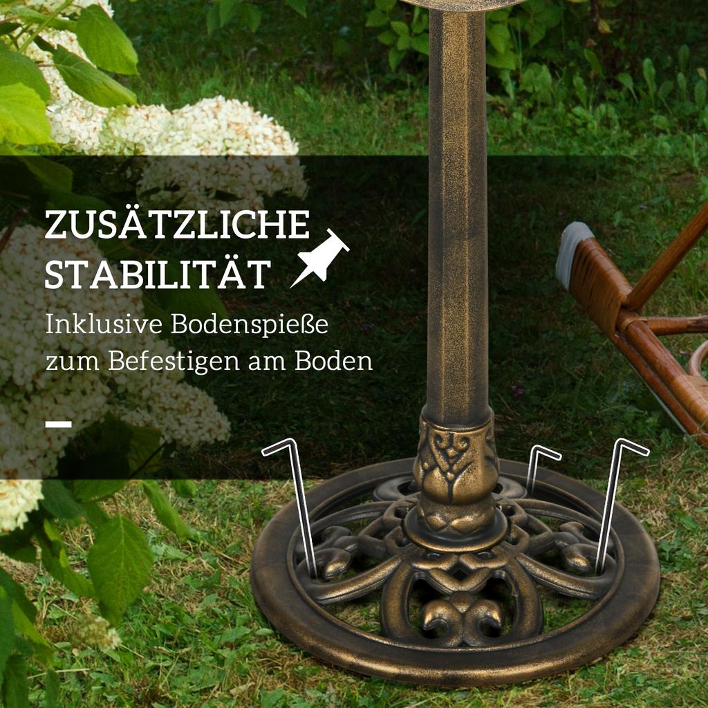 71cm Bird Bath for Garden. Standing Pedestal Birdbath with Lotus Leaf Basin. Vintage Decorative Bird Bath Bowl for Outdoor. Bronze Tone