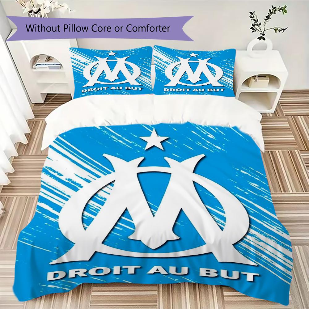Olympique De Marseille Pattern Bedding Uilt Set Uilt Cover Pillowcase Home Decoration Birthday Gift (1 * Duvet Cover + 2 * Pillowcase Without Core)