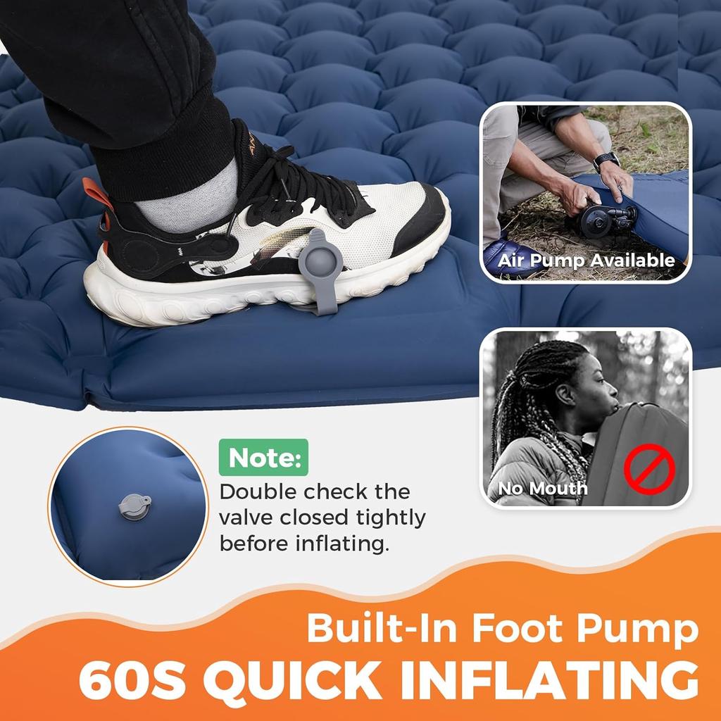 Outdoor Double Sleeping Pad Camping Inflatable Mattress 2 People Beach Air Bed for Travel Hiking Camping Tent Mattress