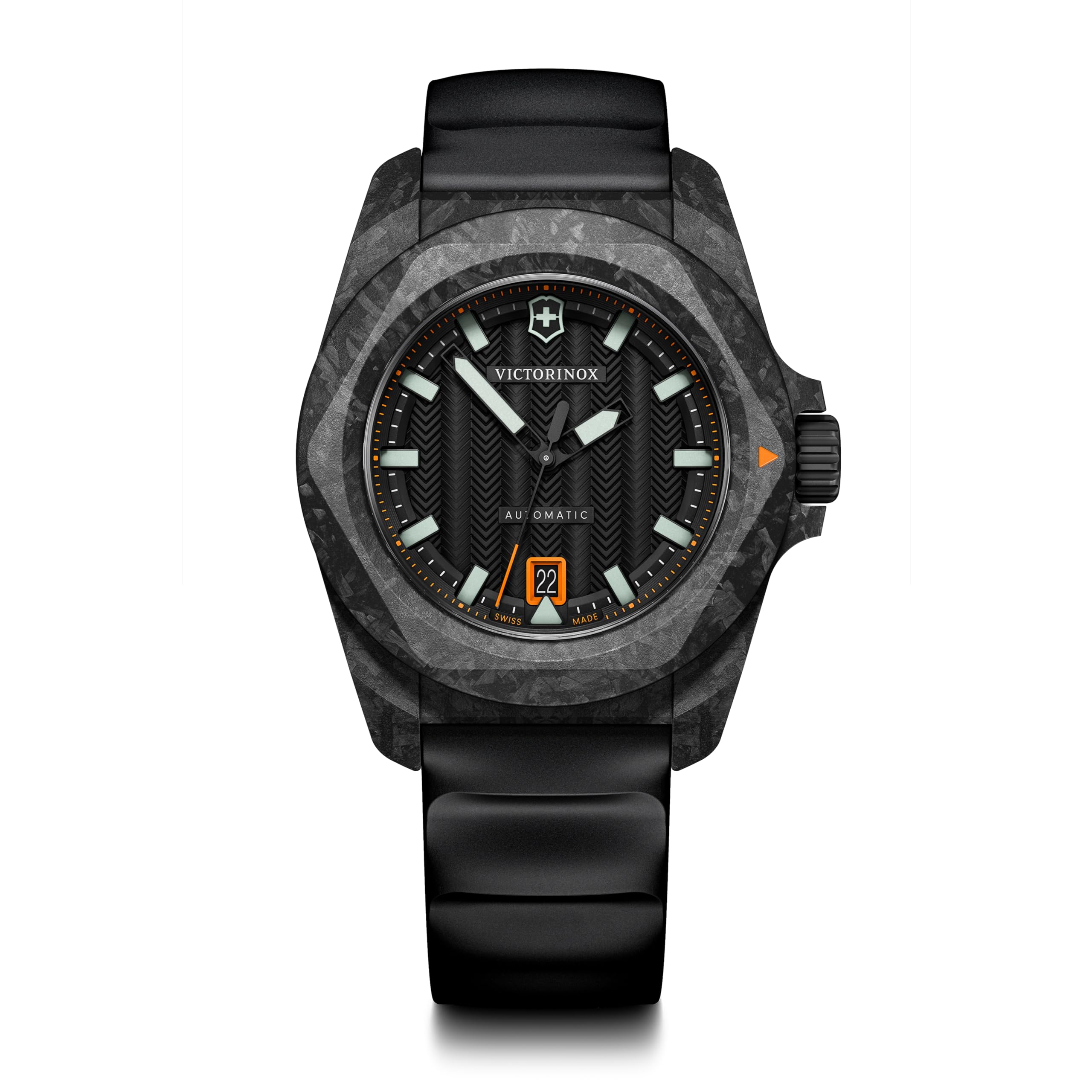 Victorinox Men's Black Automatic Analog Waterproof Automatic Rubber Carbon Composite Interchangeable Brand I.n.o.x. Watch, Winding, Dial,