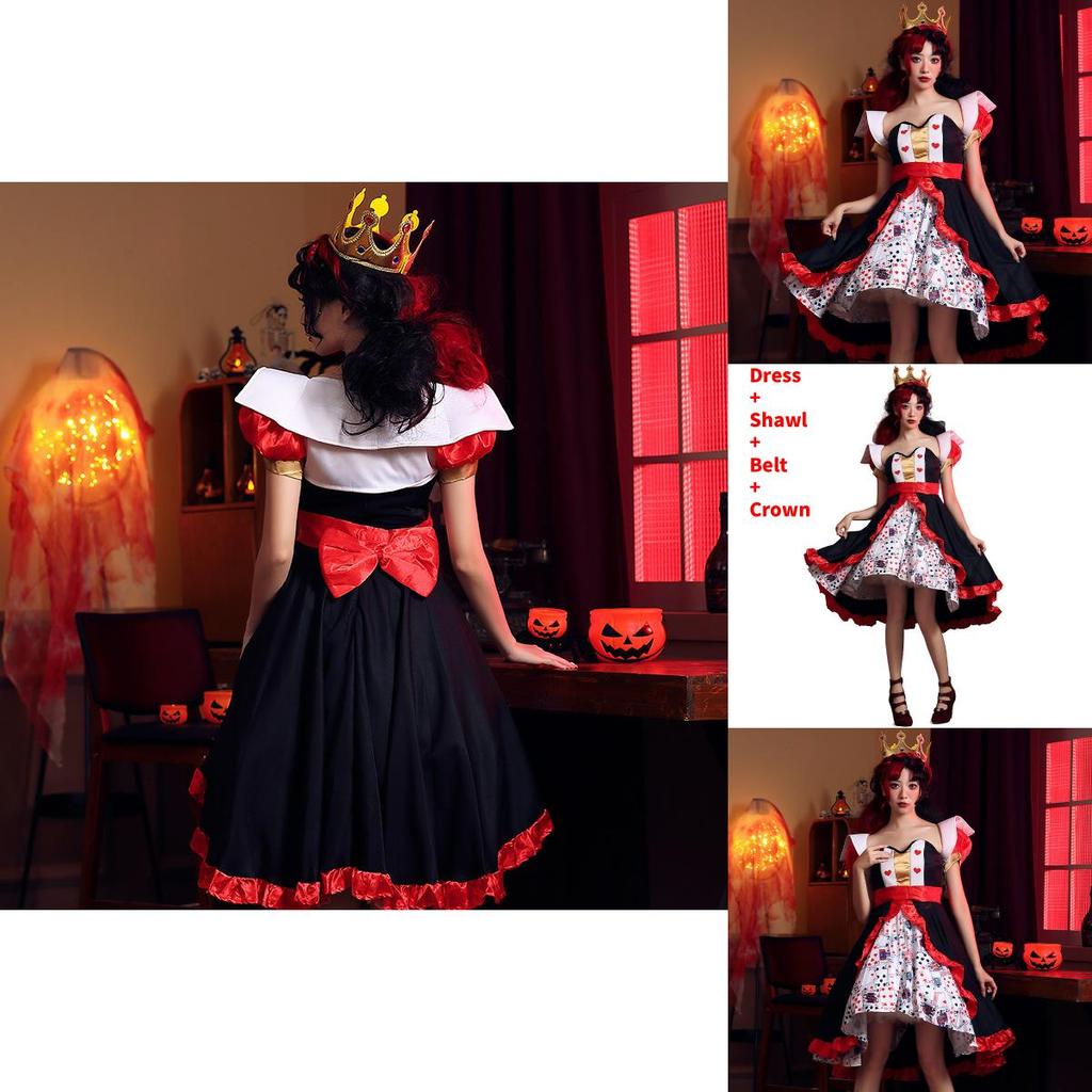 Alice In Wonderland The Red Queen Halloween Dress With Spandex Blend For Theatrical Stage Performance Female