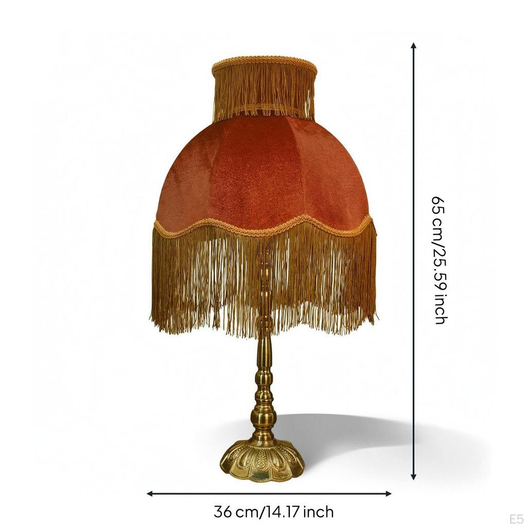 Lamp with Retro Fabric Shade, Elegant Fringe