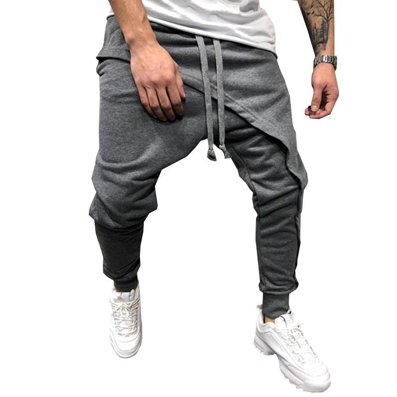Buy Men Hip Hop Jogger Pants Drawstring Elastic Waist Harem Trousers