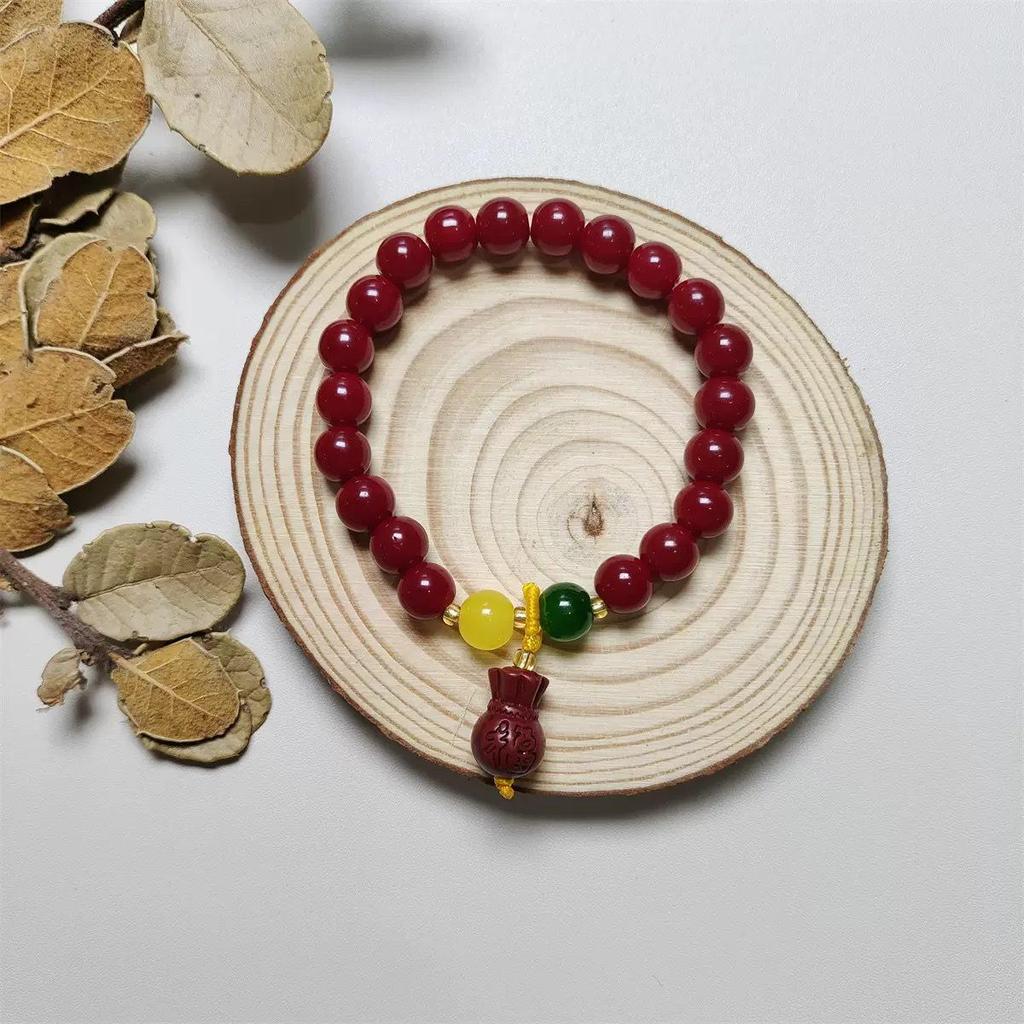 Cinnabar Purple National Style Lotus & Elephant Hand String Bracelet Set