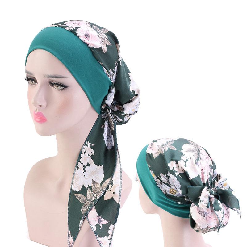 fashion printed flowers women inner hijabs cap muslim head scarf turban bonnet ready to wear ladies wrap under hijab caps