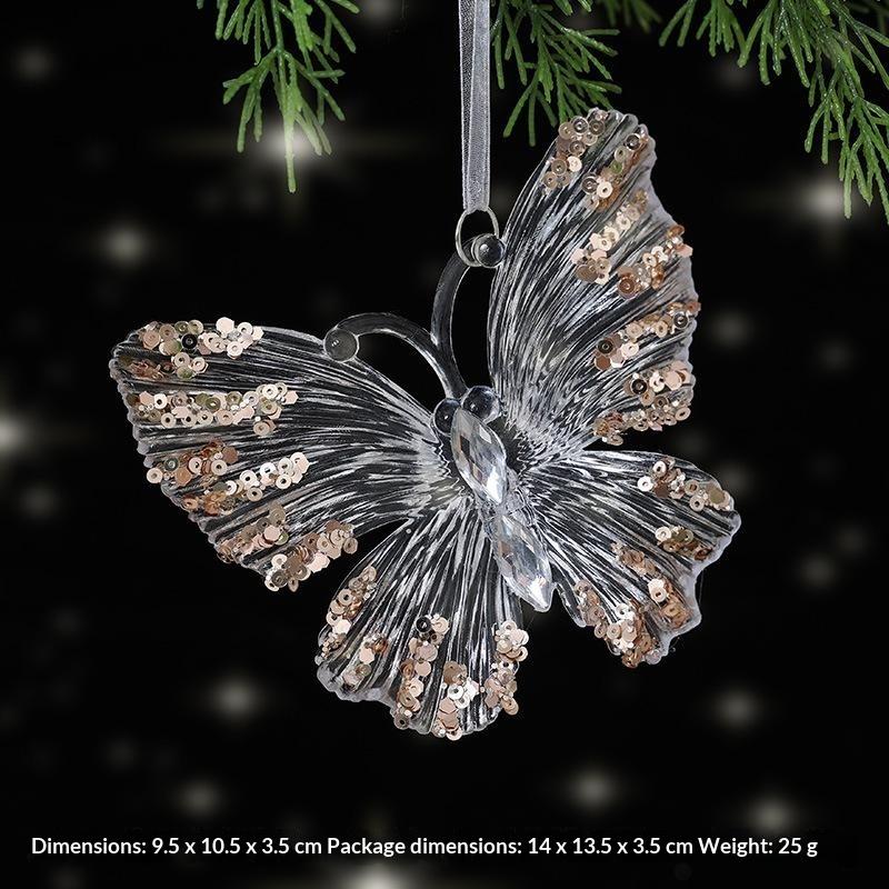 Green Glitter Christmas Hanging Ornament Sparkling Reindeer/High Heel/Tree /Snowflake Designs Pendants With Ribbon Decor