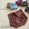 Women's Spring and Autumn National Style Flocking Jacquard Embroidery High Waist Abdominal Non Trace Antibacterial Briefs