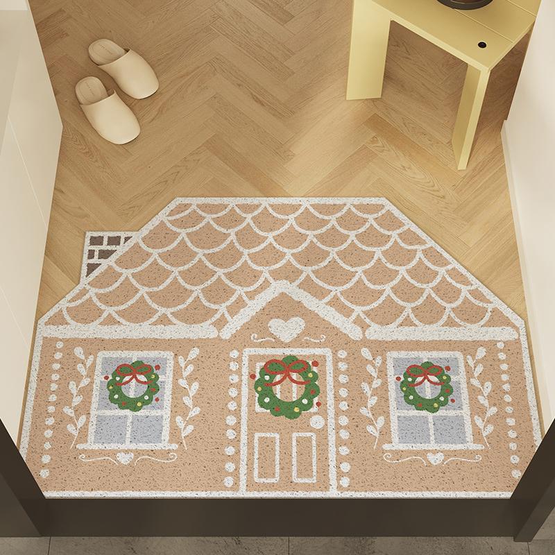 Christmas Floor Mat For The Entrance Door, Floor Mat For The Foyer, Gingerbread House Carpet For Home Decoration