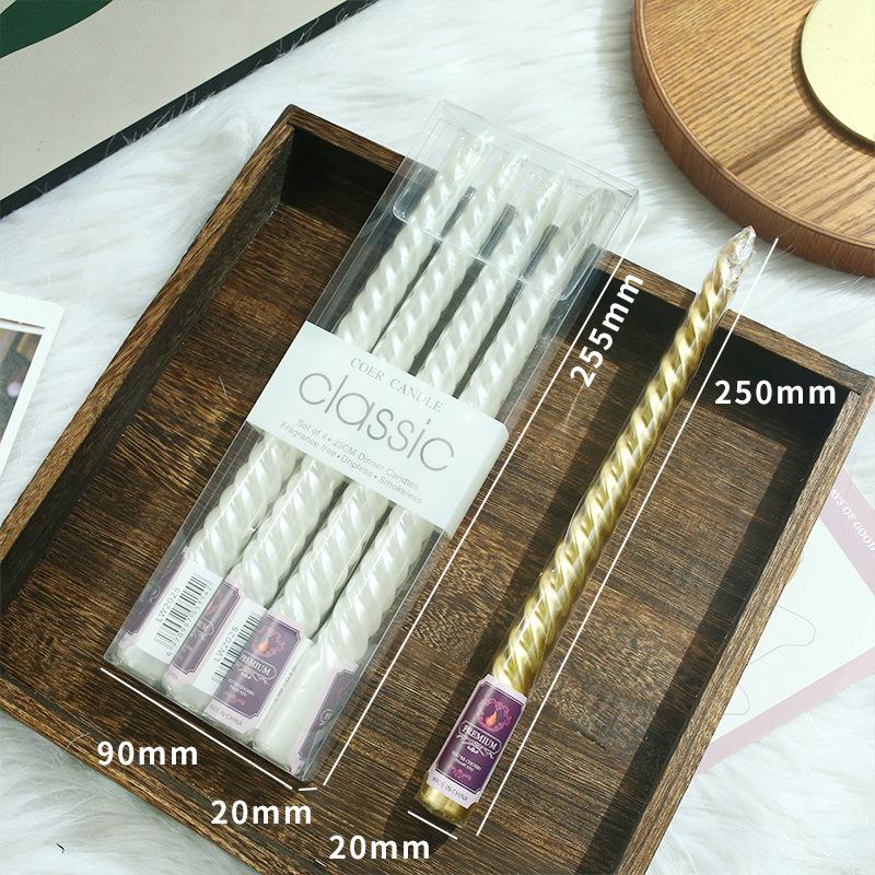 Colorful European-style Electroplated Threaded Long Pole Candles Christmas Wedding Birthday Chinese Valentine's Cone Candles Romantic Decoration