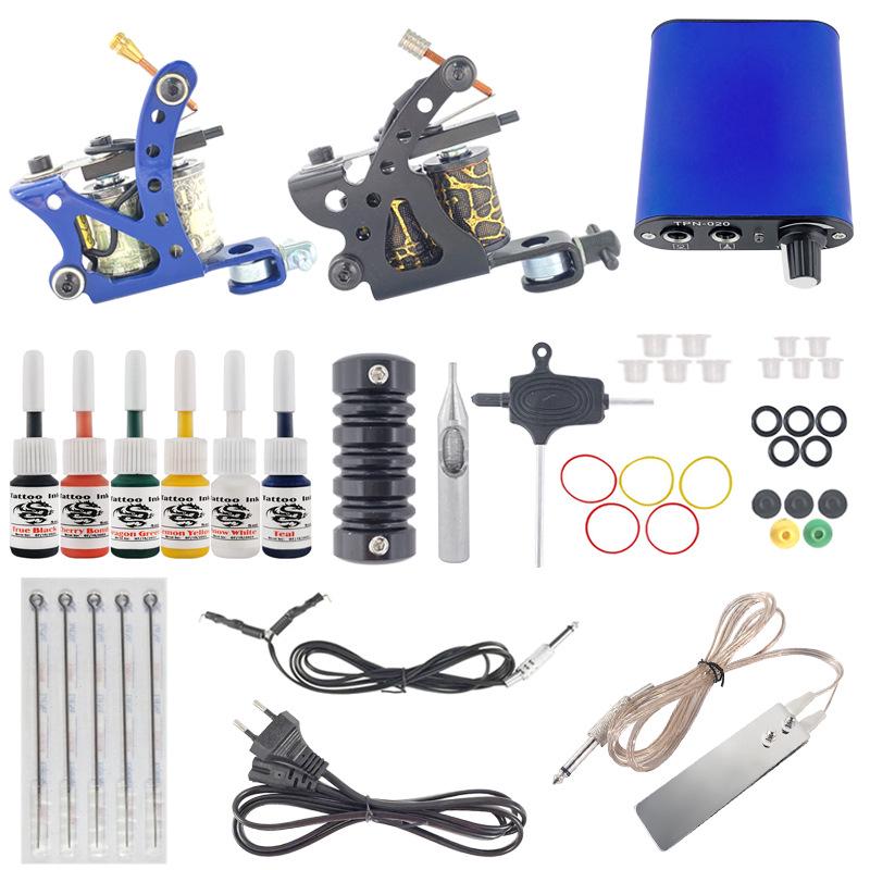 

Черно-синий двойной набор тату-машинок: Полное оборудование для студенческой практики Black Blue Dual Machine Set