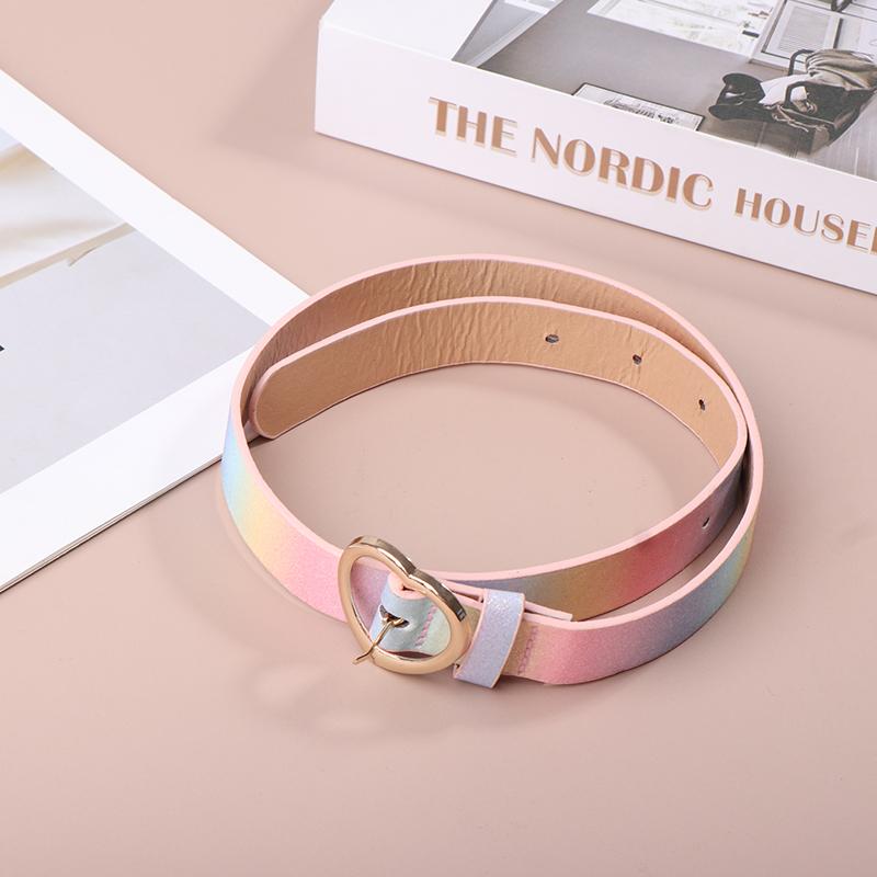 Children'S Belt Girl Pu Colorful Princess Dress Military Training Girl Belt Dress Jeans Belt Love Heart Eyelet Waist Belt