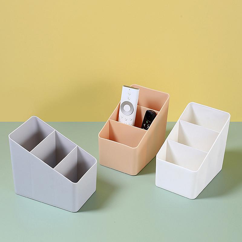 Simple Brush Colored Pen Marker Desktop Stationery Storage Box Multi-Functional Three Squares Desktop Sundries Storage Holder