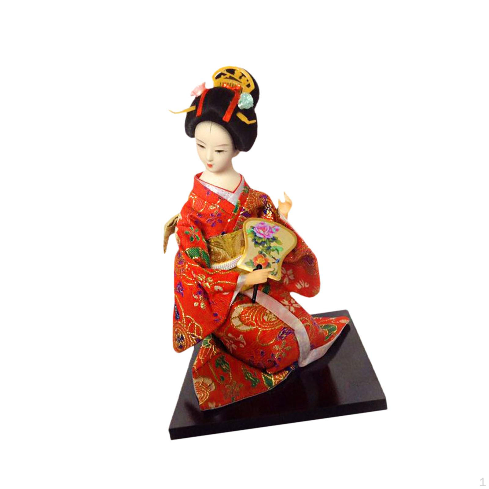 

Asian Japanese Geisha Kimono Doll Traditional Table Centerpiece Decor Collectible Craft for Cabinet