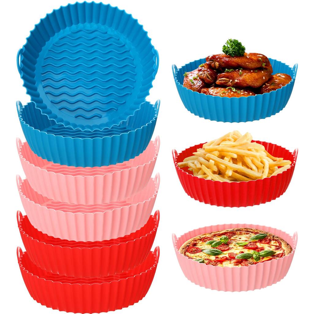 Round Reusable Air Fryer Liner Air Fryers Oven Baking Tray Fried Chicken Basket Mat Easy Cleaning Kitchen Accessories