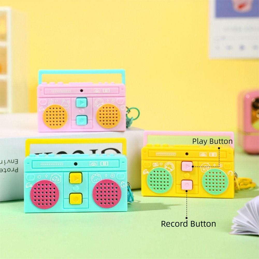 Retro Radio Shape Keychain Bag Hanging Tape Recorder Pendant Small Speaker Key Holder  Woman