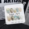 Short Oval Press-On Nails With Embossed Gold Foil Design Handmade Wearable Nail Tips Daily Use Minimalist Chic Style