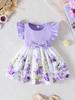 Infant Toddler Girl Floral Butterfly Dress, Ruffle Sleeve Bow Accent Dress, Casual Summer Outfit 6-36M