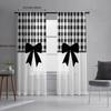 2PCS Digital Printing Sheer Curtain, Buffalo Plaid Check Rustic Pattern, Farmhouse Cabin Country Lumberjack Winter Decor