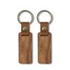Keychain Pendant Polished Smooth Wood Key Ring with Faux Leather Wrap Lightweight Compact Design