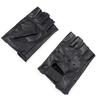 Mens Sheep Leather Driving Gloves Fitness Gloves Half Finger Tactical Gloves Black Leisure Fitness Cycling PU Leather Gloves