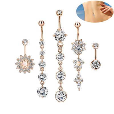 New 5 -piece Set of Puncture Jewelry, Exquisite Belly Button Nails, Vermiculite Belly Button Combination Set