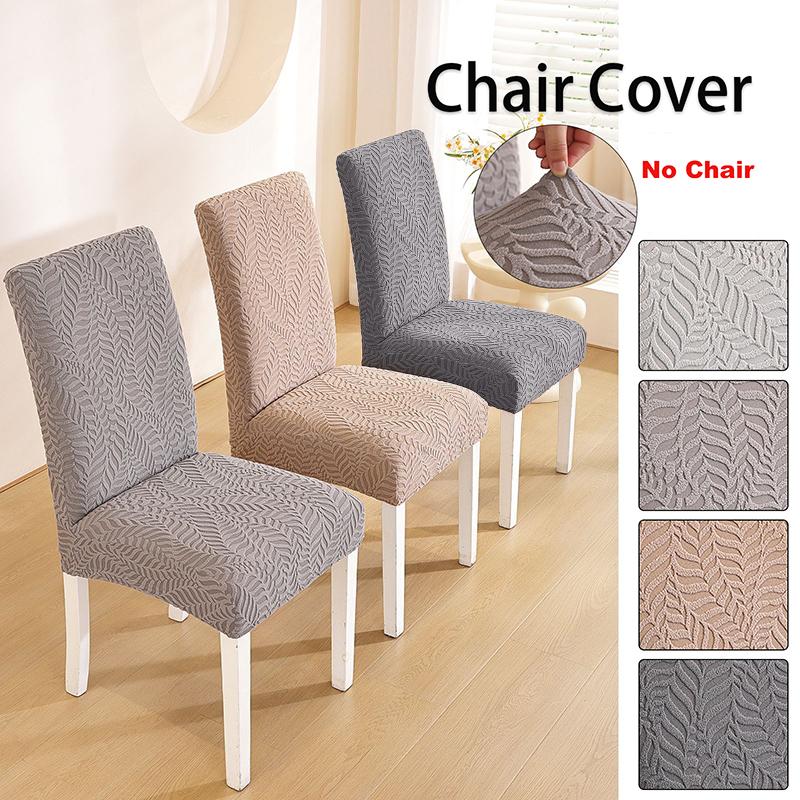 high quality Leaf Jacquard Chair Covers Washable Stretch universal Solid Color Seat Covers for Dining Room Hotel Banquet 1/2/4/6