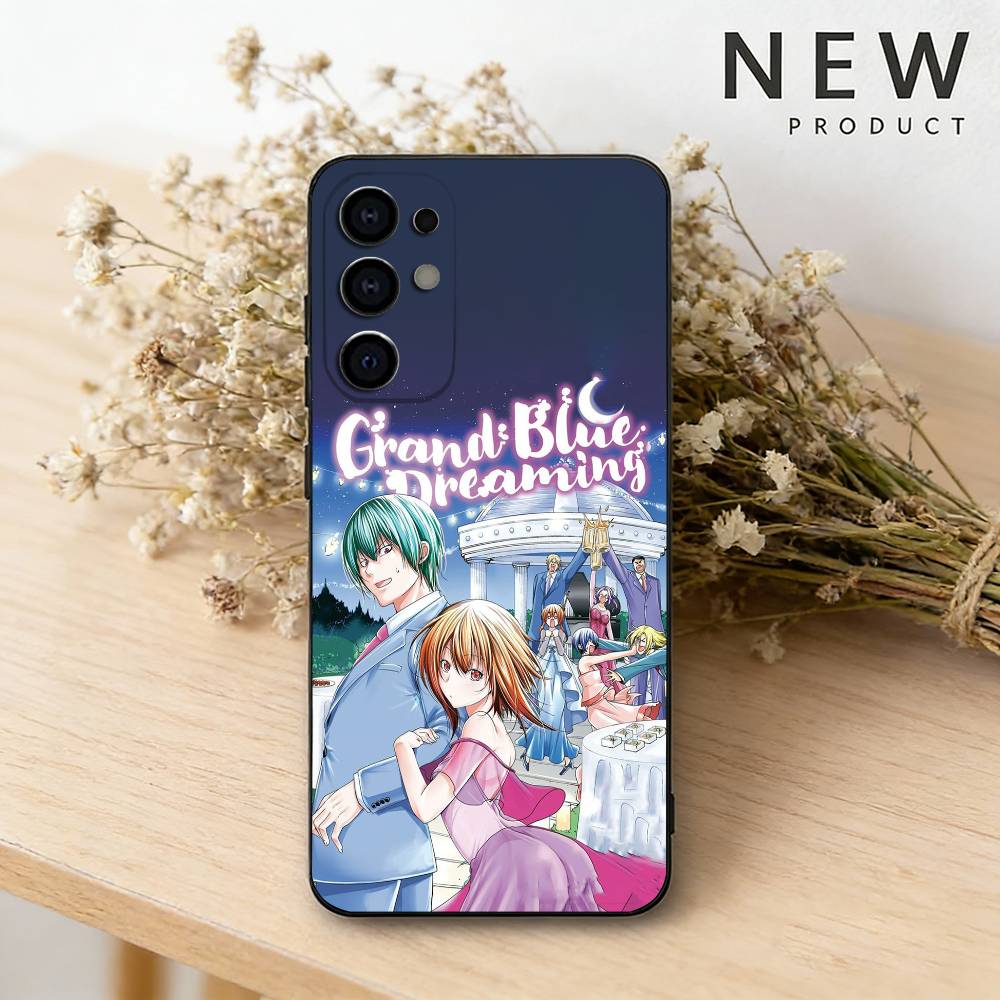 Anime Grand B-Blue Dreaming Handyhülle Für Samsung S26,25,24,23,22,30,21,10,9,Ultra,Plus,Lite Schwarze Weiche Hülle