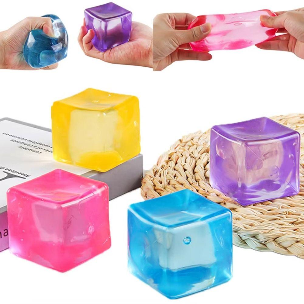 Clear Cube Squeeze Ball Soft Slow Rebound Toy Anti-Anxiety Sensory Cube  Office Break
