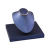 Necklace Display Bust Stand, Leather Covered Jewelry Display Stand with Angled Form and Square Base for Counter Showcase