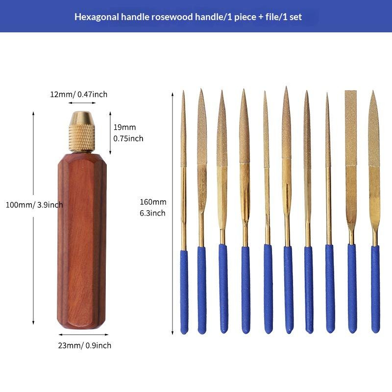 

1Set Metal Wood File Handle Wooden Handles With Brass Collet Chuck For Small Files Accessories DIY Metal And Jade Polishing